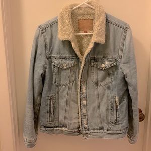 Lucky Brand Sherpa denim trucker jacket